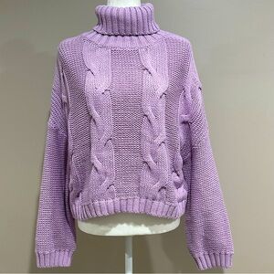 Women’s Loose Fit Cable Knit Turtleneck Sweater